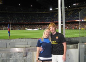 In front of FCB's field before La SuperCopa