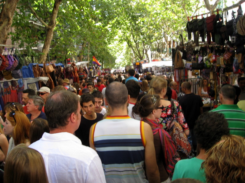 El Rastro (flea market) in Madrid on Sunday morning. VERY busy!